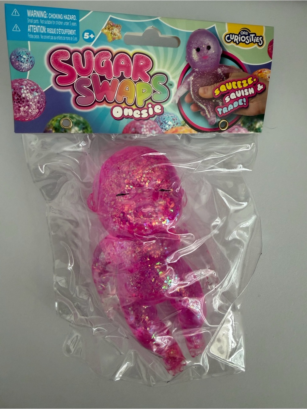 Viral !!Sugar Swaps Onesies Pink Glitter Squeeze Toy baby